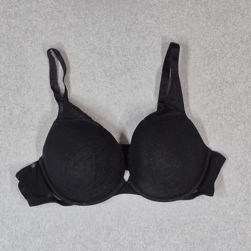 Torrid Curve Women Bra 42C Black Geometric Push Up Plunge